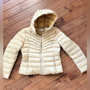 Molly Bracken Light Brushed Gold Hooded Puffy Coat, Medium
